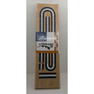 Wood Expressions 30-1113 Natural Solid‎ Wood 3 Track Cribbage Board with Metal